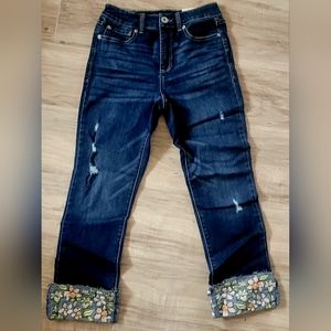 INC Dark Wash Cropped High-waisted Jeans w/ Cuff, Size 4/27 NWT! 👖